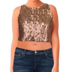Bar III Sequined Sleeveless Crop Top